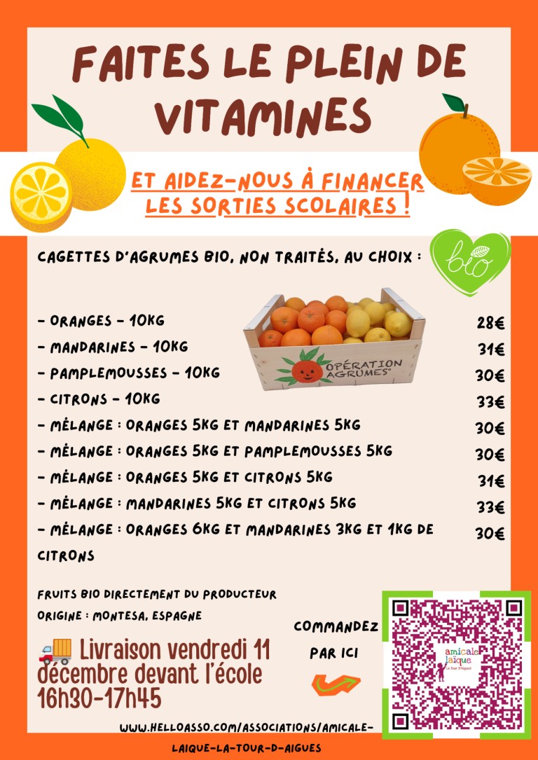 Vente d'agrumes et de sapins de Noël au profit de l'école